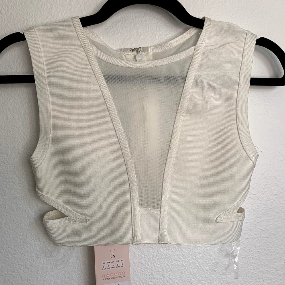 NWT House of CB Lafayette Cutout‎ Crop Top in White